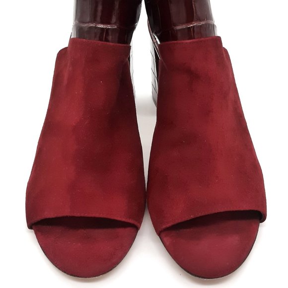 M. Gemi Stagione Burgundy Croc Embossed Suede Ankle Strap Heels SZ 37.5 - Picture 5 of 11